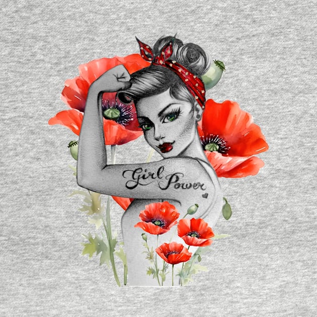 Girl Power Poppy Flower Rosie the Riveter Poppies Papaver by annechaart